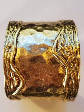 KARINE SULTAN HAMMERED GOLD CUFF SIGNED BRACELET